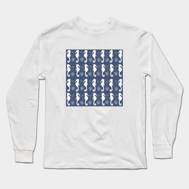 Seahorse Pattern Long Sleeve T-Shirt by AnimalPatterns